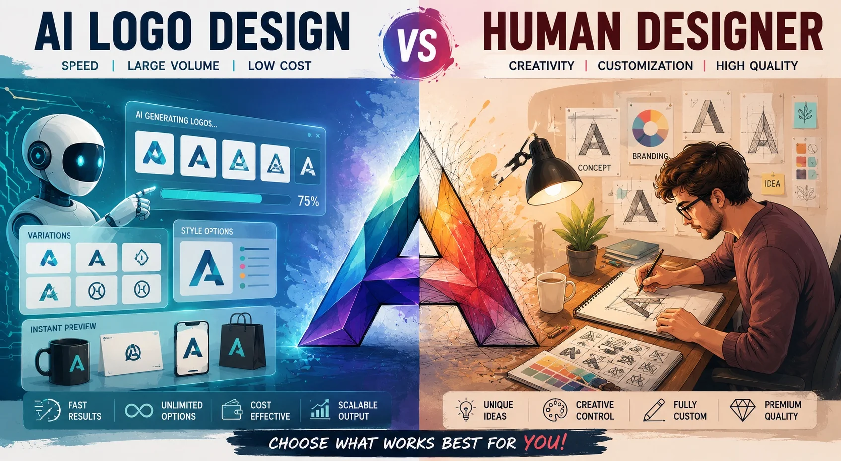 AI Logo Design vs Human Designer