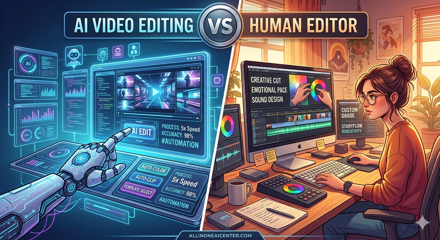 AI Video Editing vs Human Editor